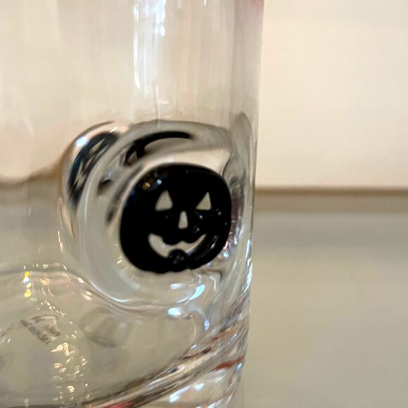 Set of 4 PUMPKIN Double Old Fashioned Glasses 4" Orange Black Halloween Barware - Picture 5 of 12